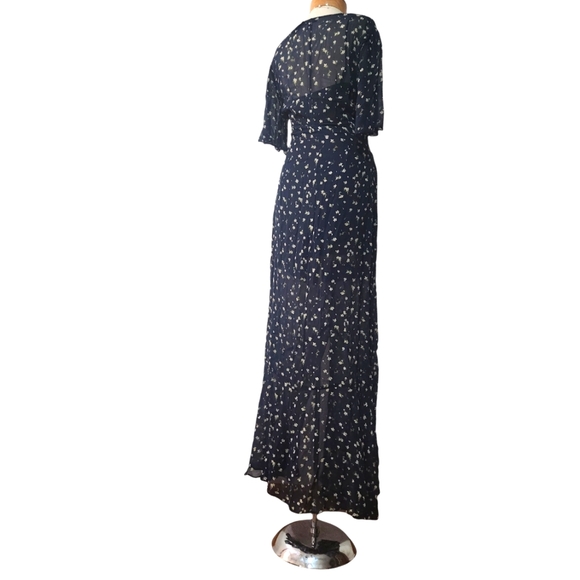 NWT RAG & BONE Tamar Twist-Front Navy Floral-Print Georgette Maxi Dress Size 2 - Picture 5 of 17